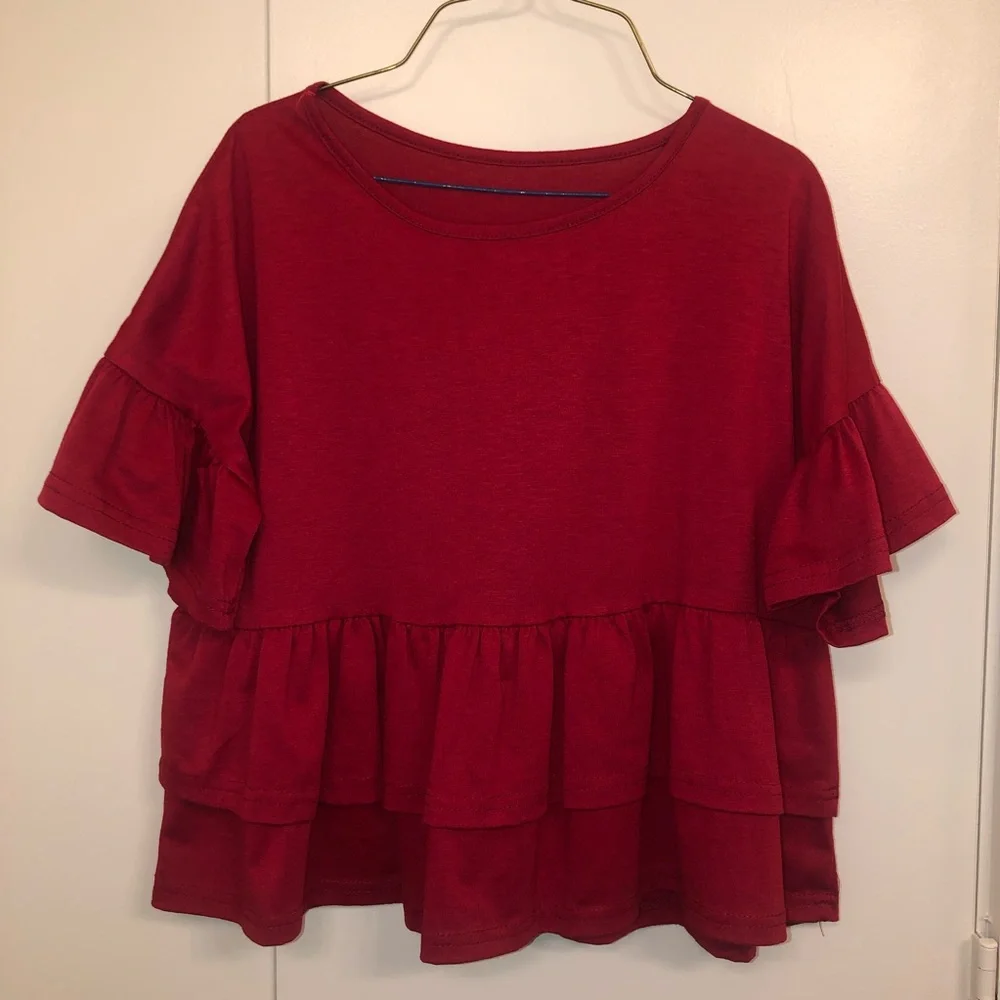 Red Ruffle Top - Picture 2 of 6